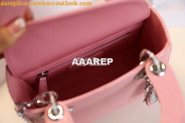 Replica Dior Lizard Leather Mini Lady Dior Bag with Crystals in Sakura 9