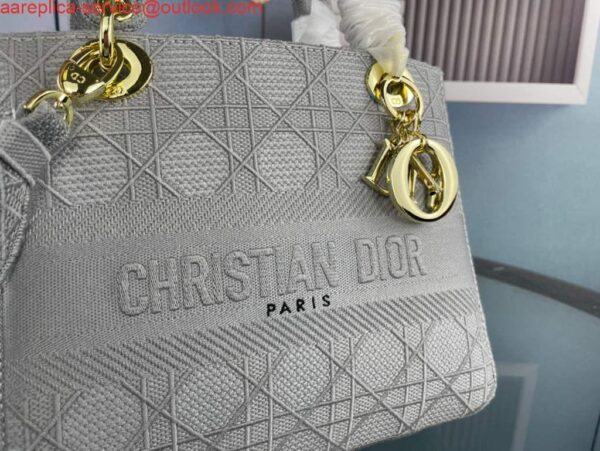 Replica Dior Medium Lady D-Life Bag M0565 Cannage Embroidery Grey 5