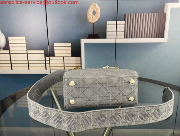 Replica Dior Medium Lady D-Life Bag M0565 Cannage Embroidery Grey 7