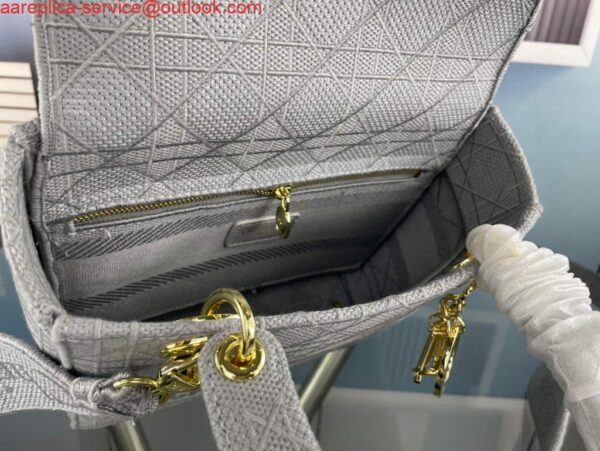 Replica Dior Medium Lady D-Life Bag M0565 Cannage Embroidery Grey 8