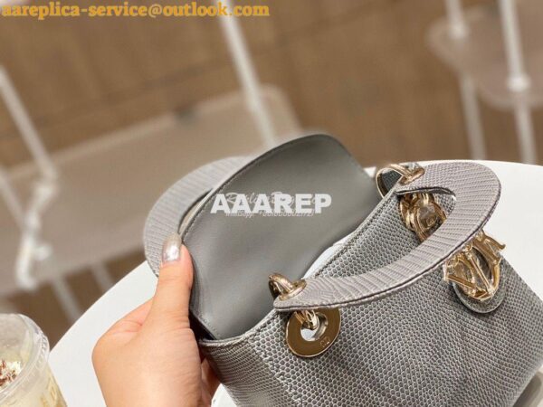 Replica Dior Lizard Mini Lady Dior Bag in Grey 8