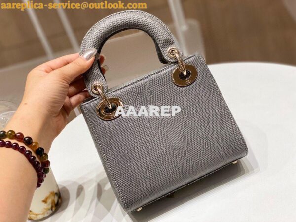 Replica Dior Lizard Mini Lady Dior Bag in Grey 9