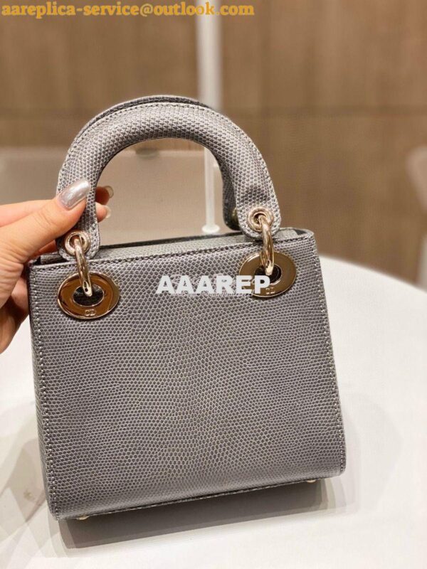 Replica Dior Lizard Mini Lady Dior Bag in Grey 10