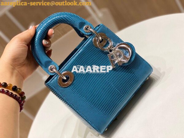 Replica Dior Lizard Mini Lady Dior Bag in Jean Blue 4