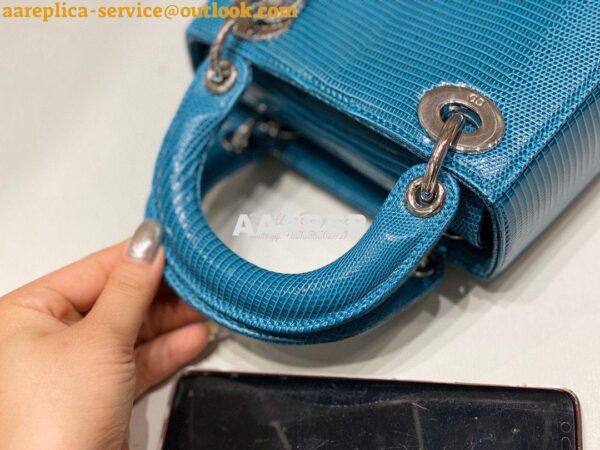 Replica Dior Lizard Mini Lady Dior Bag in Jean Blue 8