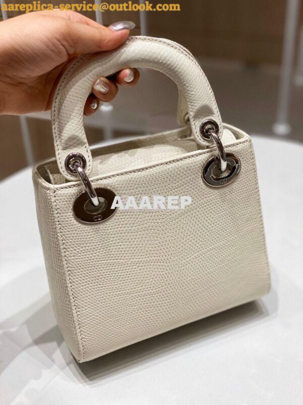 Replica Dior Lizard Mini Lady Dior Bag in White 7