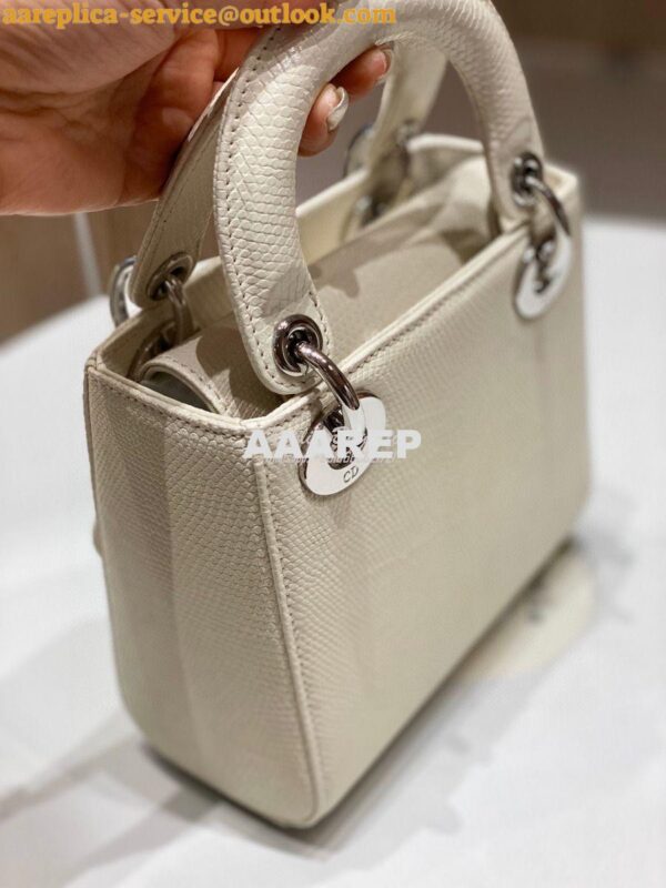 Replica Dior Lizard Mini Lady Dior Bag in White 8