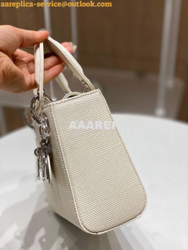 Replica Dior Lizard Mini Lady Dior Bag in White 9