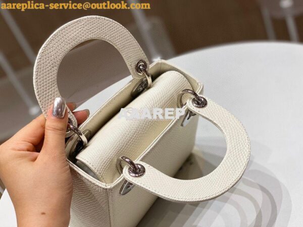 Replica Dior Lizard Mini Lady Dior Bag in White 10