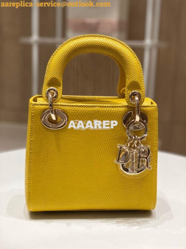 Replica Dior Lizard Mini Lady Dior Bag in Yellow 3