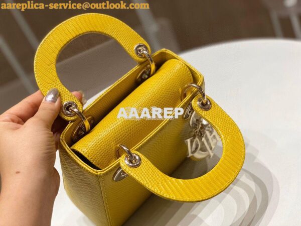 Replica Dior Lizard Mini Lady Dior Bag in Yellow 6