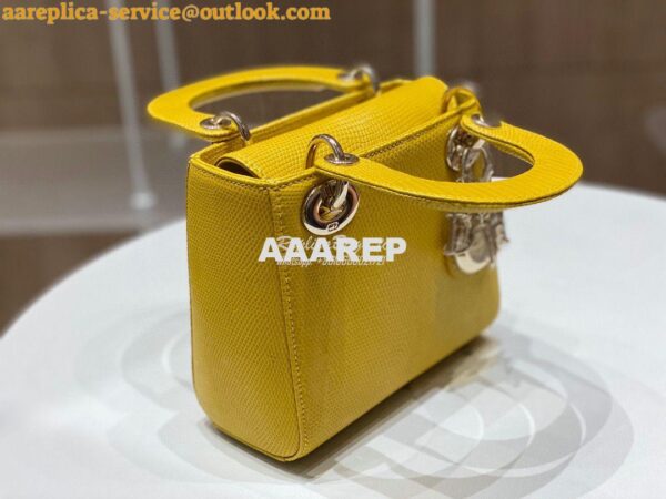 Replica Dior Lizard Mini Lady Dior Bag in Yellow 7