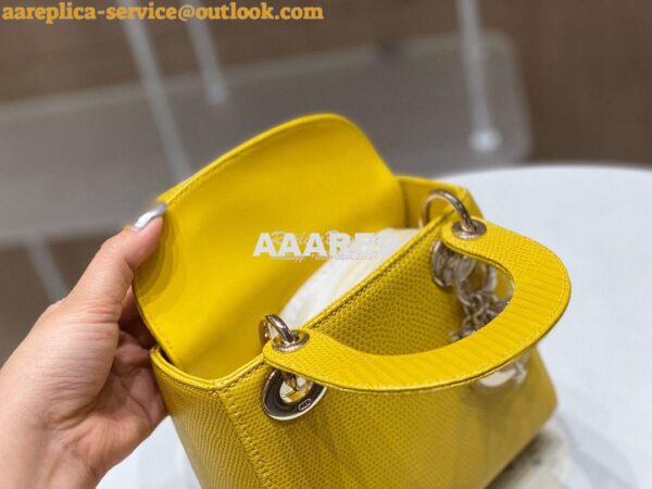 Replica Dior Lizard Mini Lady Dior Bag in Yellow 8