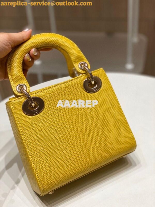 Replica Dior Lizard Mini Lady Dior Bag in Yellow 9