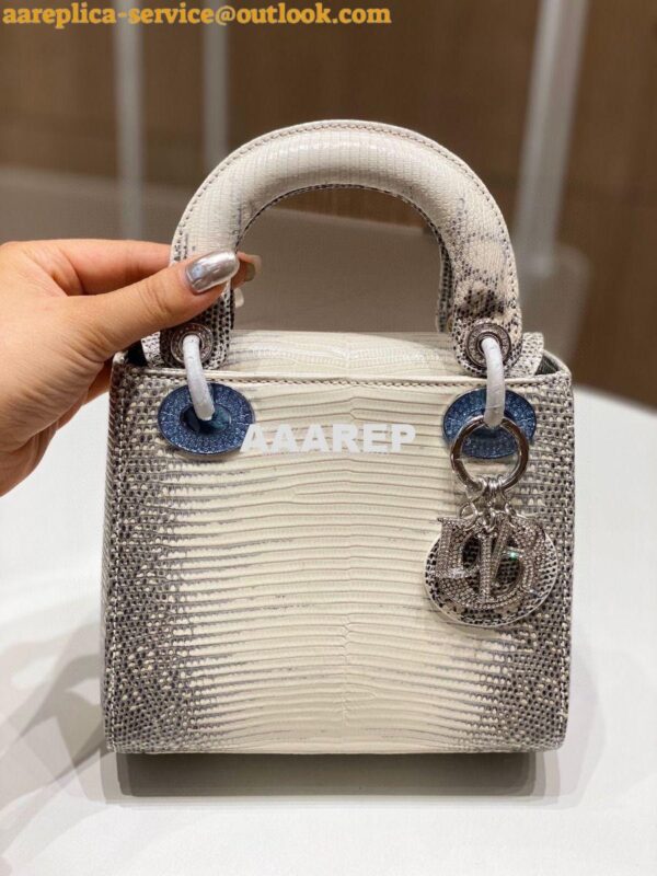 Replica Dior Lizard Mini Lady Dior Bag with Crystals Natural Lizard Hi 4