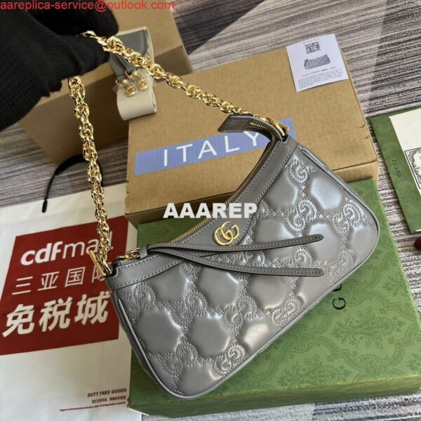 Replica Gucci 735049 GG Matelassé Handbag Grey 5