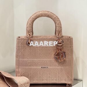 Replica Dior Medium Bois De Rose Lady D-Lite Bag Embroidered Cannage B 2