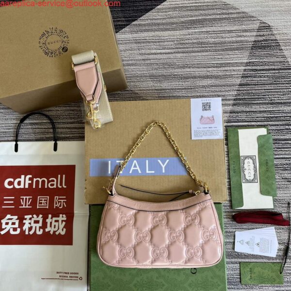 Replica Gucci 735049 GG Matelassé Handbag Pink 3