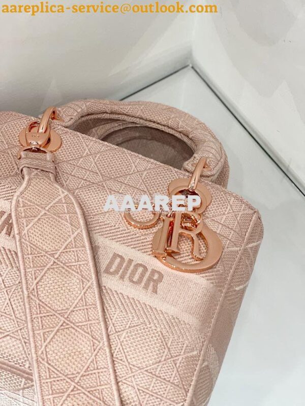 Replica Dior Medium Bois De Rose Lady D-Lite Bag Embroidered Cannage B 8