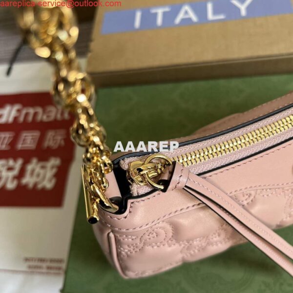 Replica Gucci 735049 GG Matelassé Handbag Pink 5