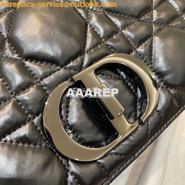 Replica Dior Medium Caro Bag Black Quilted Macrocannage Calfskin with 4