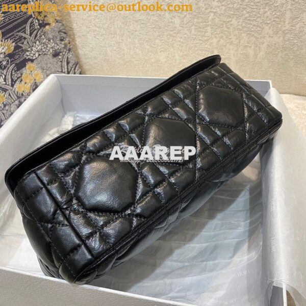 Replica Dior Medium Caro Bag Black Quilted Macrocannage Calfskin with 7