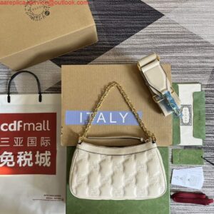 Replica Gucci 735049 GG Matelassé Handbag White