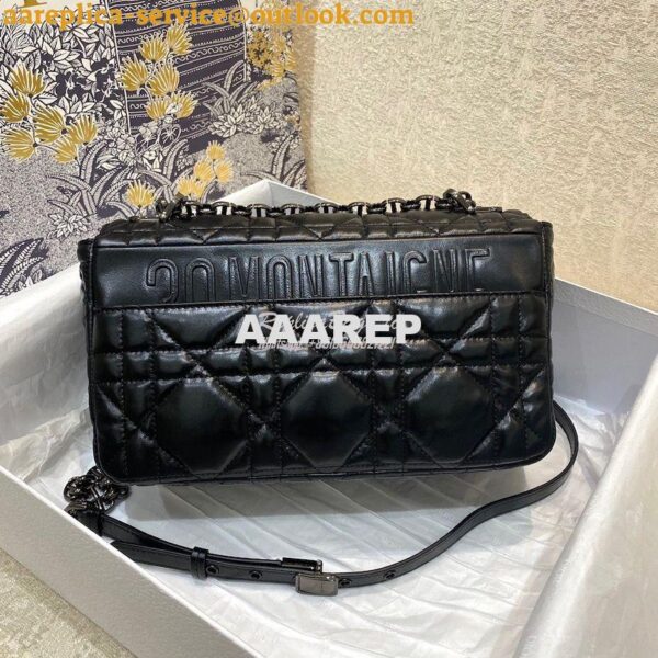 Replica Dior Medium Caro Bag Black Quilted Macrocannage Calfskin with 8