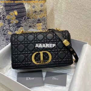 Replica Dior Medium Caro Bag Black Supple Cannage Calfskin M9242U