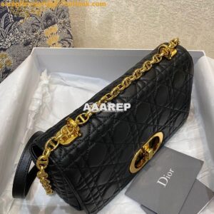 Replica Dior Medium Caro Bag Black Supple Cannage Calfskin M9242U 2