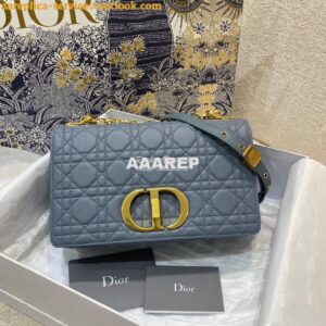 Replica Dior Medium Caro Bag Cloud Blue Supple Cannage Calfskin M9242U