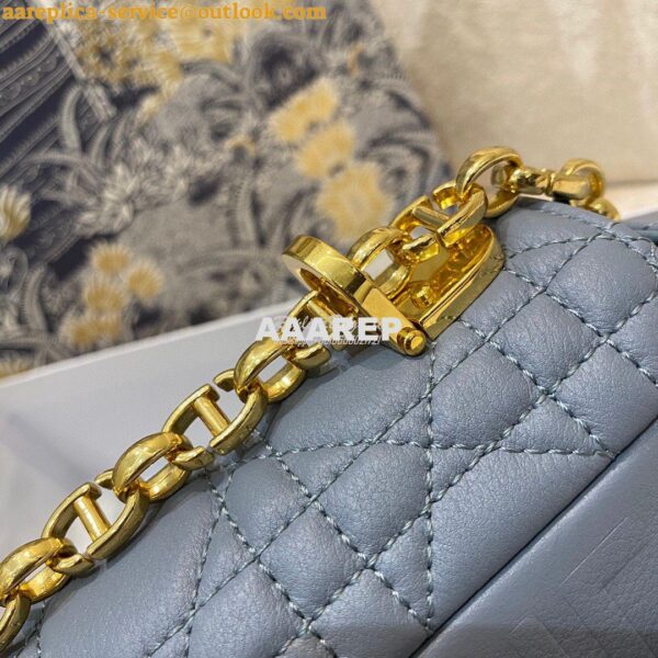 Replica Dior Medium Caro Bag Cloud Blue Supple Cannage Calfskin M9242U 7