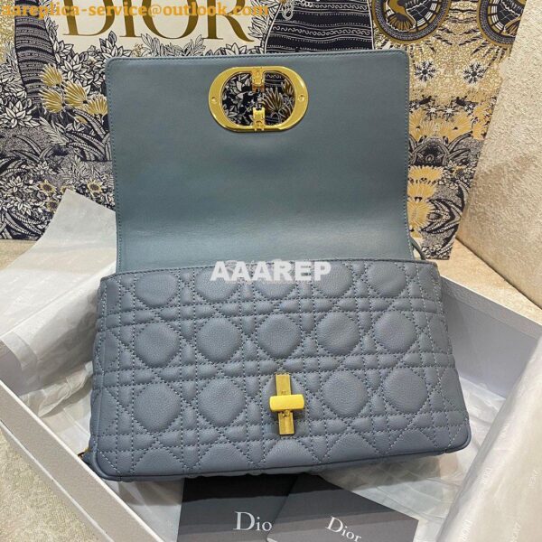 Replica Dior Medium Caro Bag Cloud Blue Supple Cannage Calfskin M9242U 8