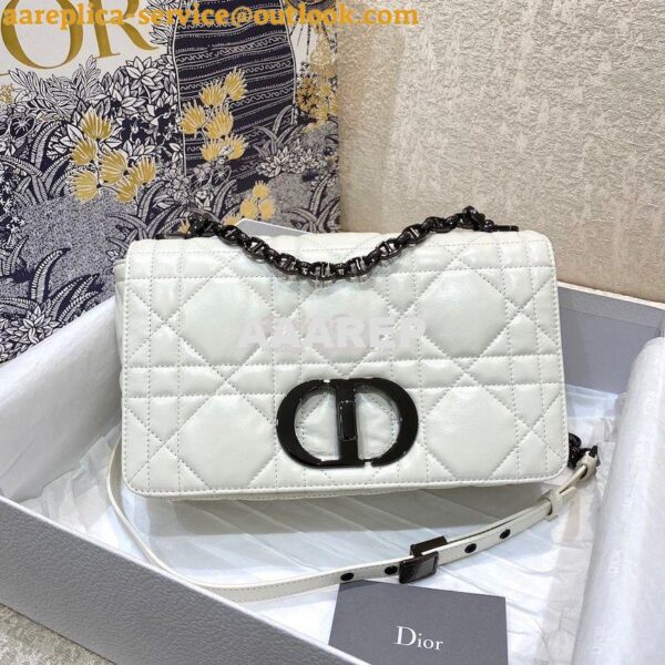 Replica Dior Medium Caro Bag Latte Quilted Macrocannage Calfskin with 3