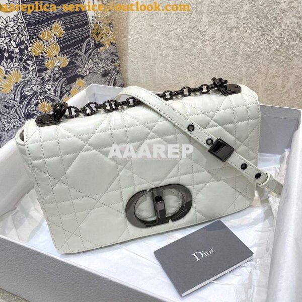 Replica Dior Medium Caro Bag Latte Quilted Macrocannage Calfskin with 4