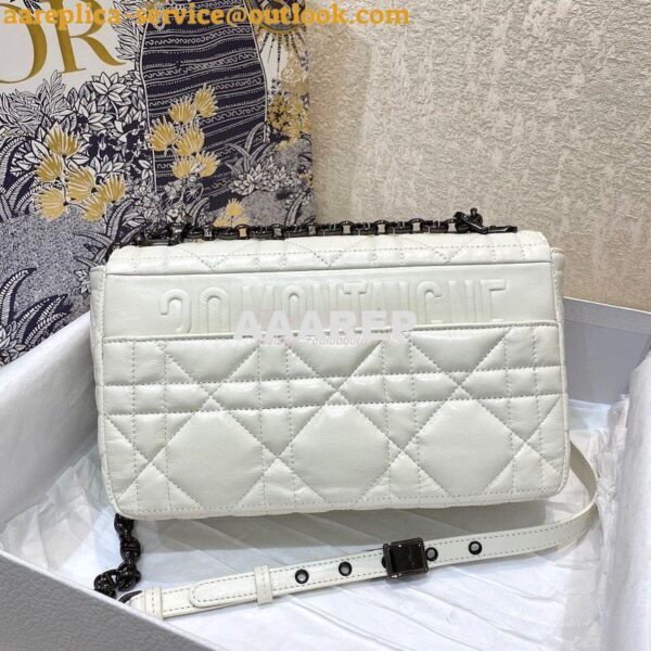 Replica Dior Medium Caro Bag Latte Quilted Macrocannage Calfskin with 9