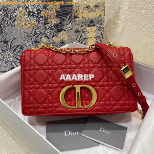 Replica Dior Medium Caro Bag Red Supple Cannage Calfskin M9242U