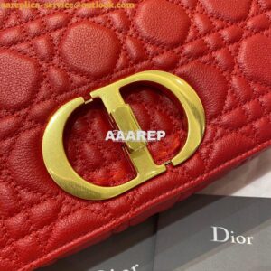 Replica Dior Medium Caro Bag Red Supple Cannage Calfskin M9242U 2