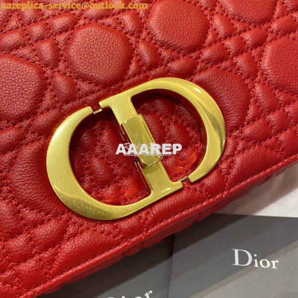 Replica Dior Medium Caro Bag Red Supple Cannage Calfskin M9242U 4