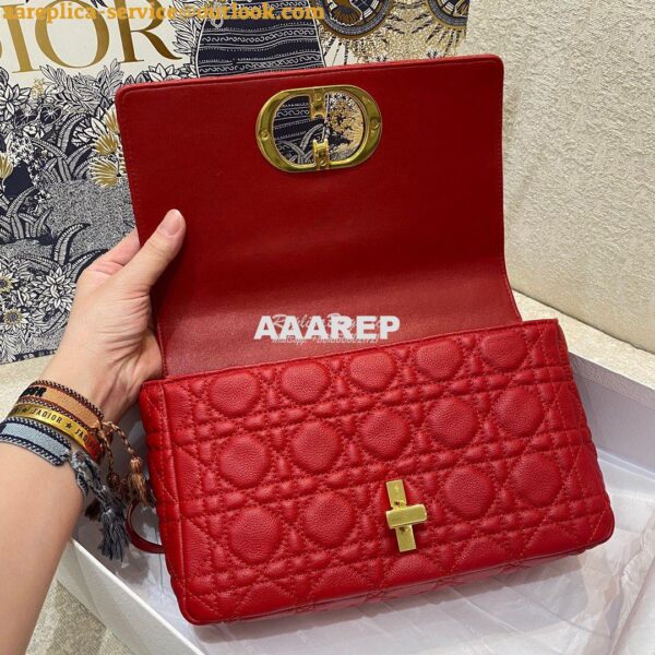 Replica Dior Medium Caro Bag Red Supple Cannage Calfskin M9242U 8