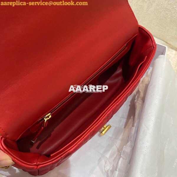 Replica Dior Medium Caro Bag Red Supple Cannage Calfskin M9242U 9