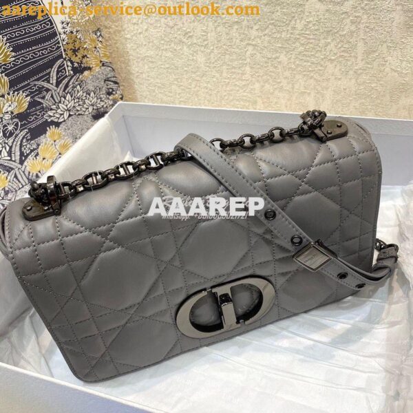 Replica Dior Medium Caro Bag Steel Grey Quilted Macrocannage Calfskin 4