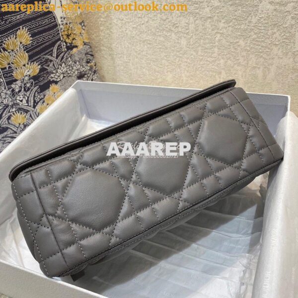 Replica Dior Medium Caro Bag Steel Grey Quilted Macrocannage Calfskin 7