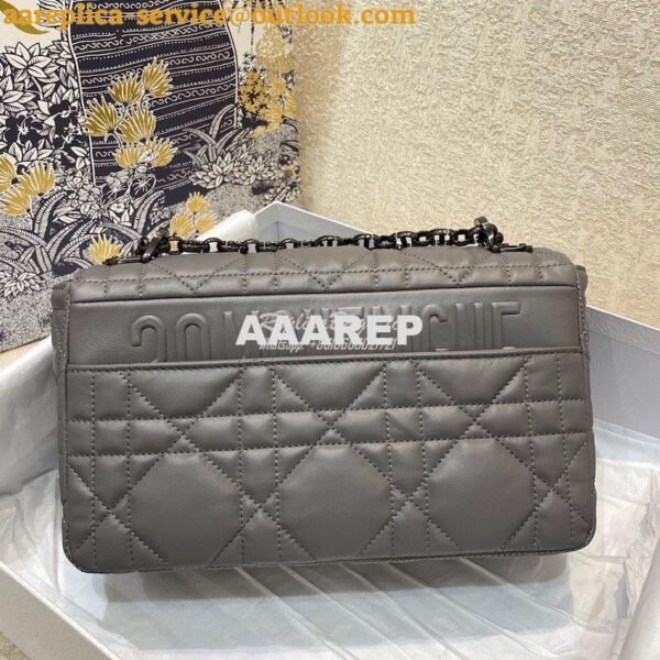 Replica Dior Medium Caro Bag Steel Grey Quilted Macrocannage Calfskin 8