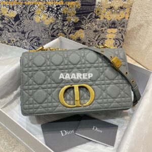 Replica Dior Medium Caro Bag Stone Gray Supple Cannage Calfskin M9242U