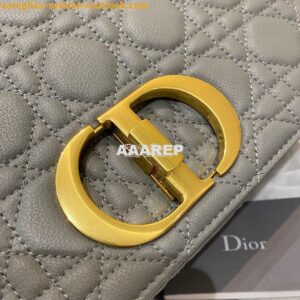 Replica Dior Medium Caro Bag Stone Gray Supple Cannage Calfskin M9242U 2