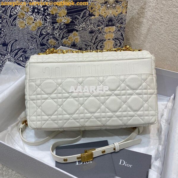 Replica Dior Medium Caro Bag White Supple Cannage Calfskin M9242U 6