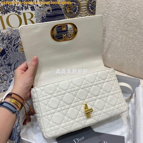 Replica Dior Medium Caro Bag White Supple Cannage Calfskin M9242U 8