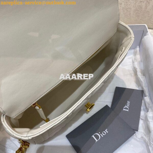 Replica Dior Medium Caro Bag White Supple Cannage Calfskin M9242U 9