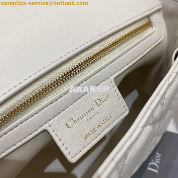 Replica Dior Medium Caro Bag White Supple Cannage Calfskin M9242U 10